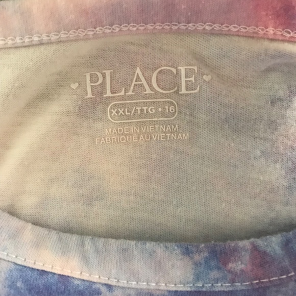 The Children’s Place Tie Dye Short Sleeve T-Shirt Girls XXL/16 Purple Pink - Picture 3 of 4